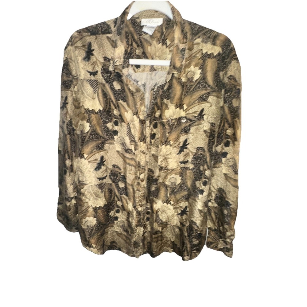 Vintage K Arnold Womens Oversized Silk‎ Button Up Shirt Sz L 90s Geometric Indie